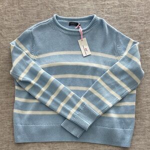 Vineyard Vines Light Blue and Cream Striped Rollneck Sweater